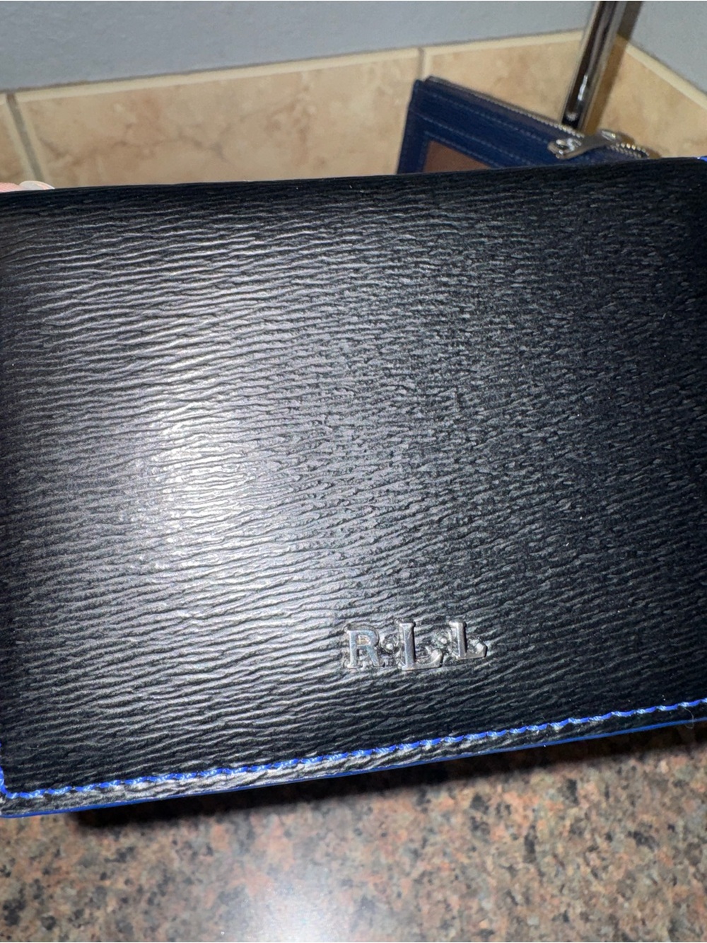 Lauren Ralph Lauren Navy and Black Leather Card Wallet & Key Pouch Set/2pk. - Picture 6 of 7